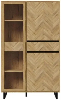 Nikomedes Spica Chevron Display Cabinet - Oak, Black image