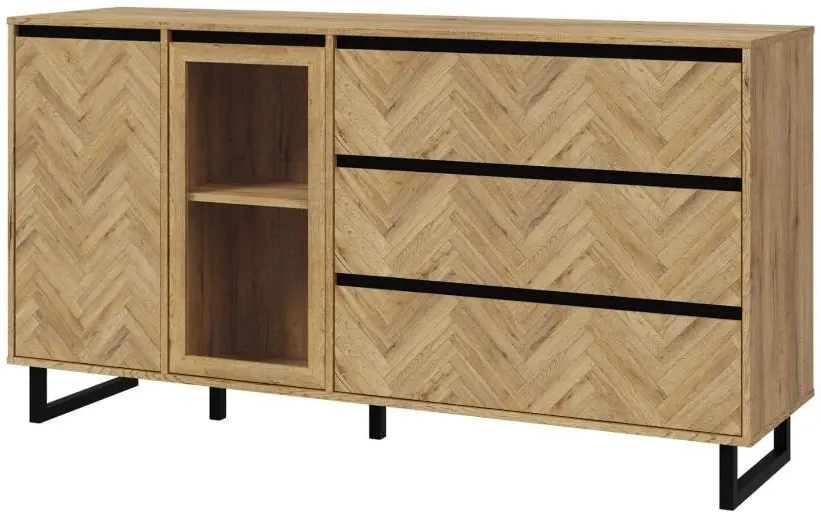 Nikomedes Spica Medium Sideboard - Oak, Matt Black