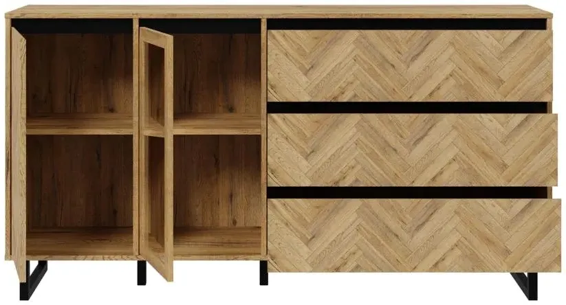 Nikomedes Spica Medium Sideboard - Oak, Matt Black