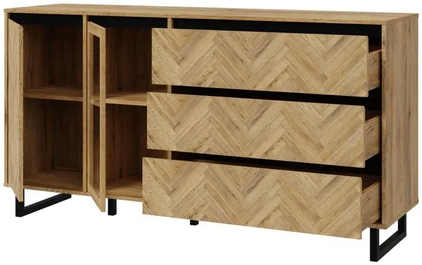 Nikomedes Spica Medium Sideboard - Oak, Matt Black