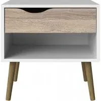Oslo 1 Drawer Bedside Table - White, Oak