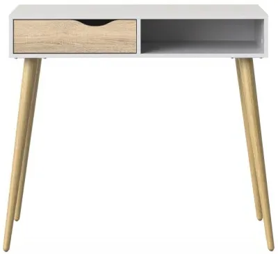 Oslo 1 Drawer Console Table - White, Oak image