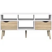 Oslo 117cm TV Unit with Storage - White, Oak