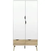 Oslo 2 Door 2 Drawer Double Wardrobe - White, Oak
