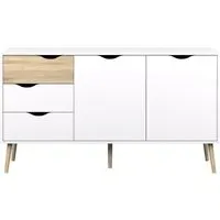 Oslo 2 Door Sideboard - White, Oak
