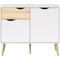 Oslo 2 Door Small Sideboard - White, Oak