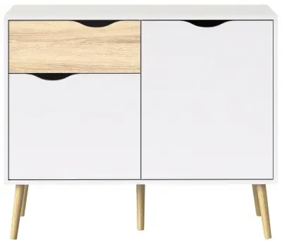 Oslo 2 Door Small Sideboard - White, Oak