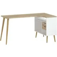 Oslo 2 Drawer Desk - White, Oak Effect