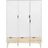 Oslo 3 Door 3 Drawer Wardrobe - White, Oak Effect