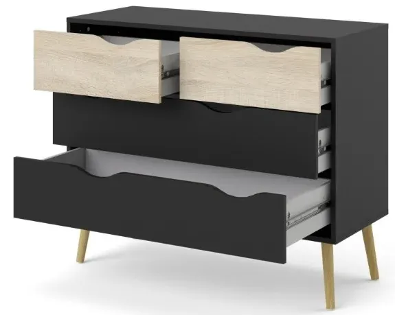Oslo 4 Drawer Chest - Black, Oak