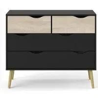 Oslo 4 Drawer Chest - Black, Oak