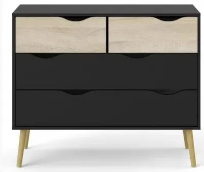 Oslo 4 Drawer Chest - Black, Oak