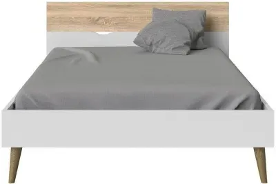 Oslo Double Bed Frame - White, Oak image