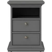 Paris 2 Drawer Bedside Cabinet - Grey