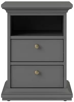 Paris 2 Drawer Bedside Cabinet - Grey image