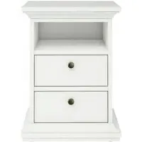 Paris 2 Drawer Bedside Cabinet - White