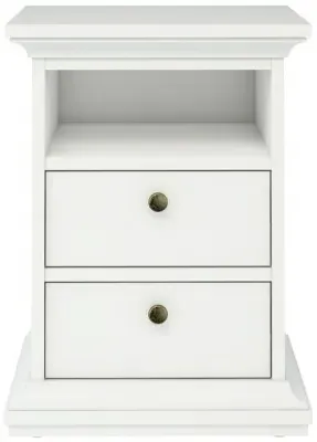 Paris 2 Drawer Bedside Cabinet - White image