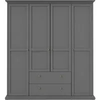 Paris 4 Door 2 Drawer Wardrobe - Grey