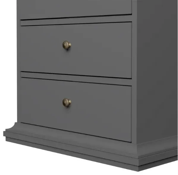 Paris 5 Drawer Narrow Chest - Grey