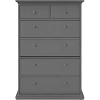 Paris 6 Drawer Chest - Matt Grey