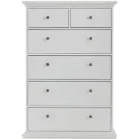 Paris 6 Drawer Chest - White
