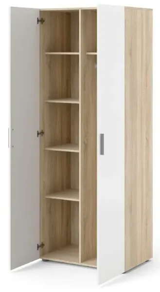 Pepe 2 Door Wardrobe - Oak, White Gloss