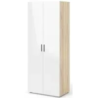 Pepe 2 Door Wardrobe - Oak, White Gloss