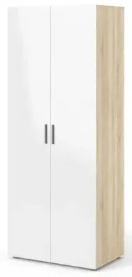 Pepe 2 Door Wardrobe - Oak, White Gloss image