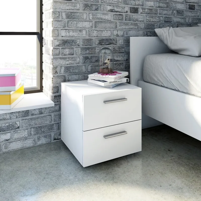 Pepe 2 Drawer Bedside Cabinet - White