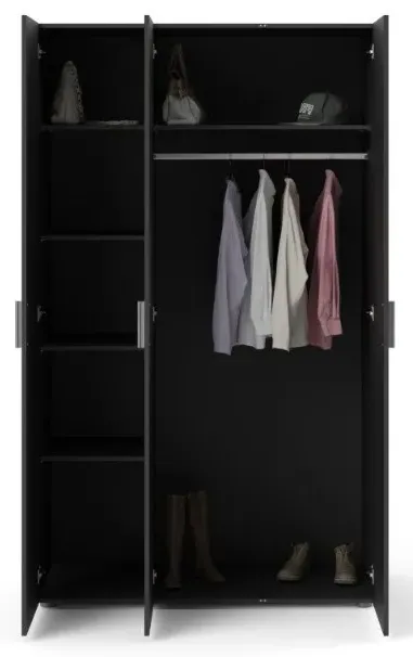 Pepe 3-Door Wardrobe - Black