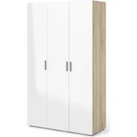 Pepe 3-Door Wardrobe - Oak, White Gloss