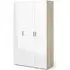 Pepe 3-Door Wardrobe - Oak, White Gloss