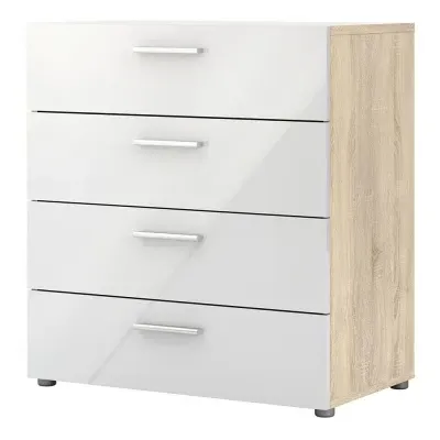 Pepe 4 Drawer Chest - Oak, White Gloss