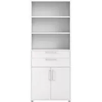Prima 2 Door 2 Drawer High Bookcase - White