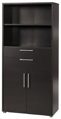 Prima 2 Door Bookcase with Shelves - Black