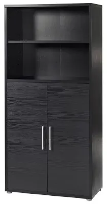 Prima 2 Door Tall Bookcase - Black