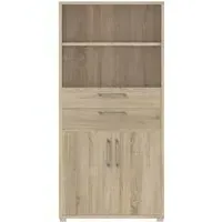 Prima 2 Drawer 2 Door Tall Bookcase - Oak