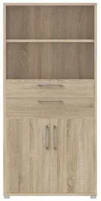 Prima 2 Drawer 2 Door Tall Bookcase - Oak