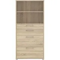 Prima 4 Drawer Bookcase with Shelf - Oak Effect
