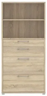 Prima 4 Drawer Bookcase with Shelf - Oak Effect image