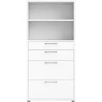Prima 4 Drawer Bookcase with Shelf - White