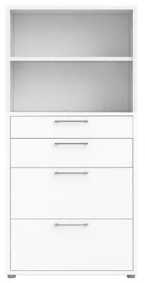 Prima 4 Drawer Bookcase with Shelf - White