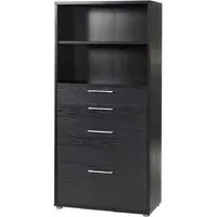 Prima 4 Drawer Bookcase with Shelves - Black