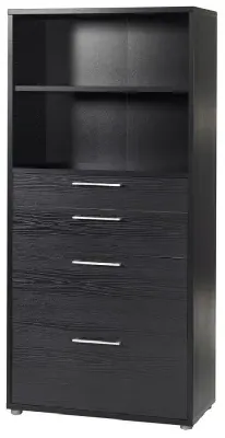 Prima 4 Drawer Bookcase with Shelves - Black image