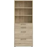 Prima 4 Drawer Bookcase with Shelves - Oak Effect