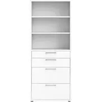 Prima 4 Drawer Bookcase with Shelves - White