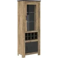 Rapallo 2 Door Display Cabinet with Wine Rack - Oak Effect