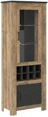 Rapallo 2 Door Display Cabinet with Wine Rack - Oak Effect image
