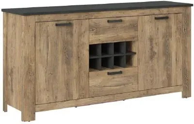 Rapallo Extra Large Sideboard with Wine Rack - Oak