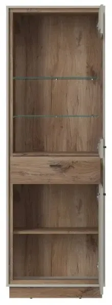 Rivero Narrow Display Cabinet with Drawer - Grey